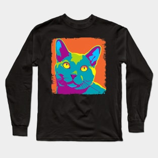 Korat Cat Pop Art - Cat Lover Gift Long Sleeve T-Shirt